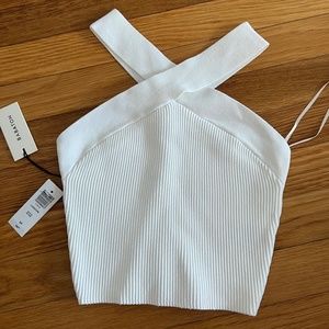 Aritzia Babaton white criss cross cropped tank